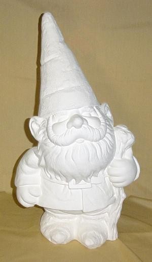 large gnome with walking stick